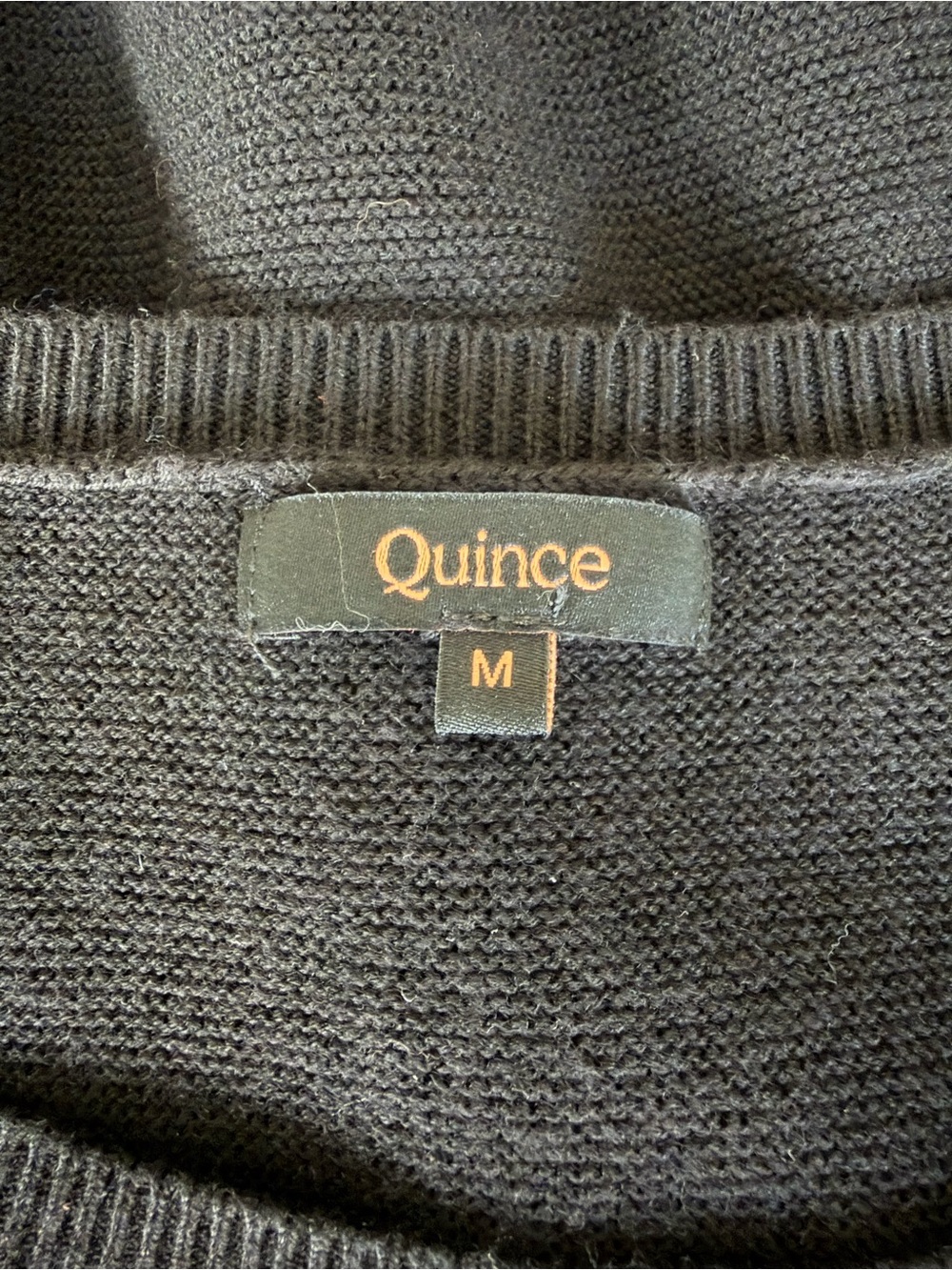 Quince Lightweight Cotton Cashmere Link-Stitch Black Dolman Sweater Size M - Picture 11 of 14